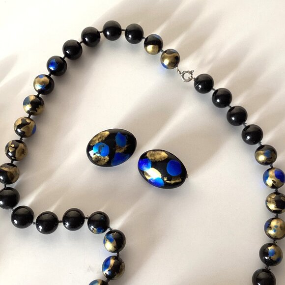 Vintag2 Blue Necklaces + 3 Sets of Blue Earrings + Bracelet Women's Accessories - Picture 2 of 6